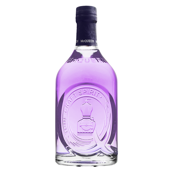 A bottle of McQueen Violet Gin